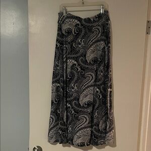 Talbots Black and Gray A-Line Paisley Skirt